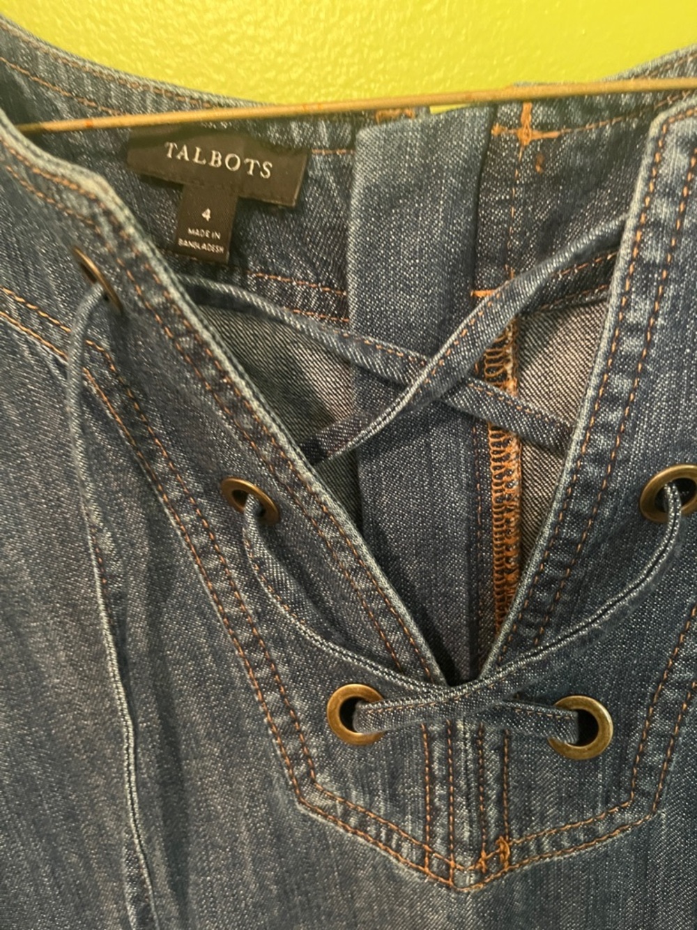 Talbots Denim Lace Up Shift Dress - Picture 5 of 9